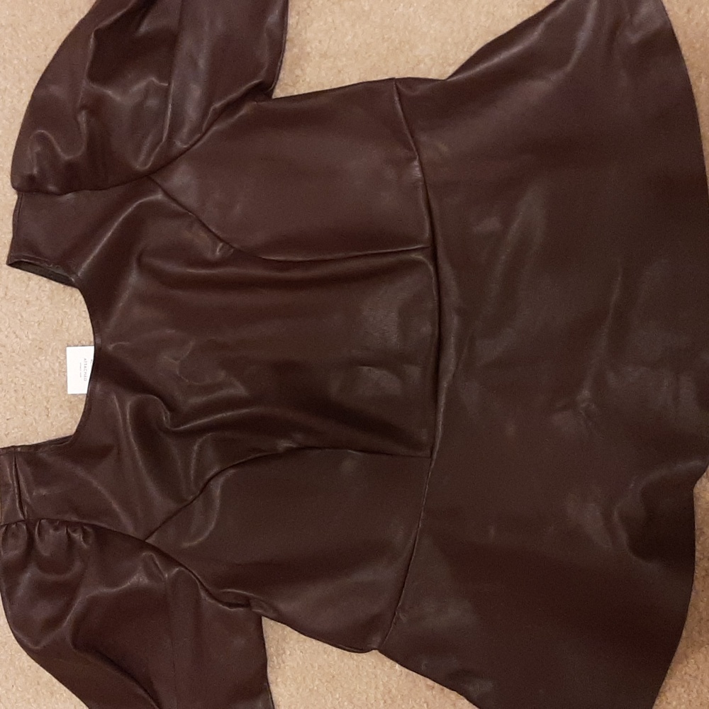 Faux Leather Peplum Top - Picture 2 of 7